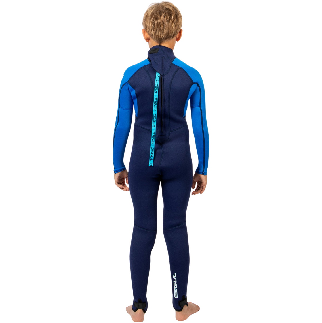 2025 Gul Junior G-Force Natur 3/2mm Back Zip Våddragt GF1307-NABL - Navy / Blue